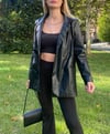 Kadın siyah oversize deri ceket