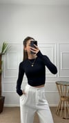 Kadın siyah  parmak geçmeli esnek body