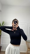 Kadın siyah  parmak geçmeli esnek body