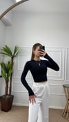 Kadın siyah  parmak geçmeli esnek body