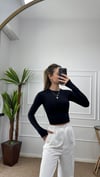 Kadın siyah  parmak geçmeli esnek body