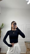 Kadın siyah  parmak geçmeli esnek body
