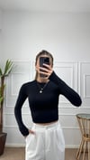 Kadın siyah  parmak geçmeli esnek body