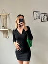 Kadın siyah polo yaka mini elbise