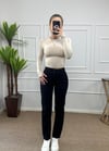 Kadın siyah renk mom jean