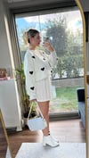 Kadın standart beden kalp desenli uzun kollu Pinterest kazak