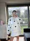 Kadın standart beden kalp desenli uzun kollu Pinterest kazak