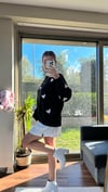 Kadın standart beden kalp desenli uzun kollu Pinterest kazak