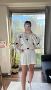 Kadın standart beden kalp desenli uzun kollu Pinterest kazak