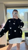 Kadın standart beden kalp desenli uzun kollu Pinterest kazak