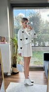 Kadın standart beden kalp desenli uzun kollu Pinterest kazak