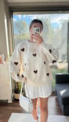 Kadın standart beden kalp desenli uzun kollu Pinterest kazak