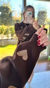 Kadın standart beden kalp desenli uzun kollu Pinterest kazak