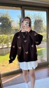 Kadın standart beden kalp desenli uzun kollu Pinterest kazak