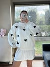 Kadın standart beden kalp desenli uzun kollu Pinterest kazak