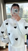 Kadın standart beden kalp desenli uzun kollu Pinterest kazak