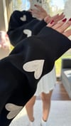 Kadın standart beden kalp desenli uzun kollu Pinterest kazak