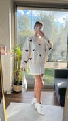 Kadın standart beden kalp desenli uzun kollu Pinterest kazak