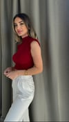 Kadın Vatkalı Yan Büzgü Koyu Kırmızı Crop Bluz 