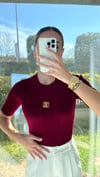 Kadın Yarım Kollu Bordo Triko Bluz