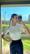 Kadın Yarım Kollu Krem Triko Bluz