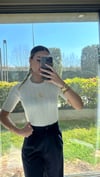 Kadın Yarım Kollu Krem Triko Bluz