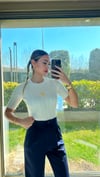 Kadın Yarım Kollu Krem Triko Bluz