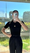 Kadın Yarım Kollu Siyah Triko Bluz