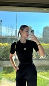 Kadın Yarım Kollu Siyah Triko Bluz