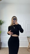 Kadın yırtmaç etek triko takım