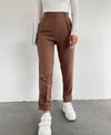 kahverengi manşet detaylı double paça pantolon