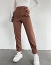kahverengi manşet detaylı double paça pantolon