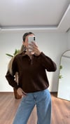 Kahverengi Polo Yaka Triko