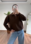 Kahverengi Polo Yaka Triko