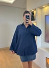 Karen Lacivert Oversize Gömlek