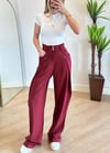 Karla Yüksek Bel Bordo Palazzo Pantolon