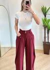 Karla Yüksek Bel Bordo Palazzo Pantolon