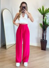 Kayli Pembe Keten Palazzo Pantolon