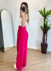 Kayli Pembe Keten Palazzo Pantolon
