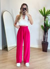 Kayli Pembe Keten Palazzo Pantolon