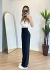 Kayli Siyah Keten  Palazzo Pantolon