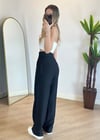 Kayli Siyah Keten  Palazzo Pantolon