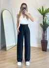 Kayli Siyah Keten  Palazzo Pantolon