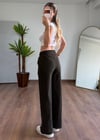 Keten Kahve Bağlamalı Pantolon