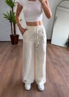 Keten Krem Bağlamalı Pantolon