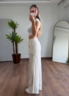 Keten Krem Bağlamalı Pantolon