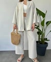 keten krem rengi salaş kimono pantolon takım