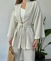 keten krem rengi salaş kimono pantolon takım