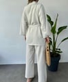keten krem rengi salaş kimono pantolon takım