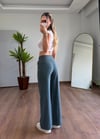 Keten Mavi Bağlamalı Pantolon